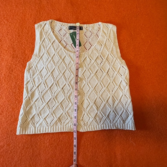 Ivory cream crochet openwork diamond knit sweater vest top made in Italy NWT - Picture 9 of 11